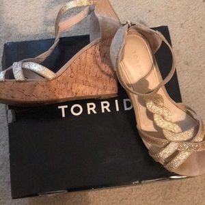 Gold wedge sandals
